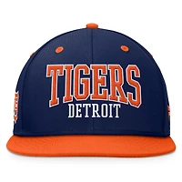 Casquette snapback fondamentale audacieuse des Detroit Tigers Fanatics pour hommes, bleu marine/orange