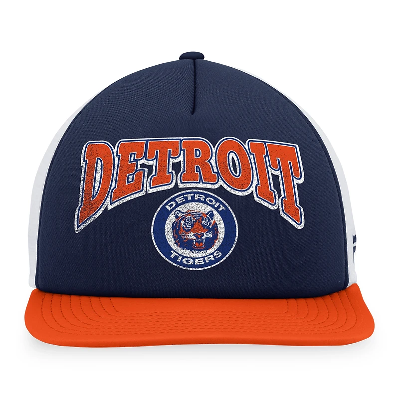 Men's Fanatics Navy/Orange Detroit Tigers Heritage Foam Front Trucker Snapback Hat