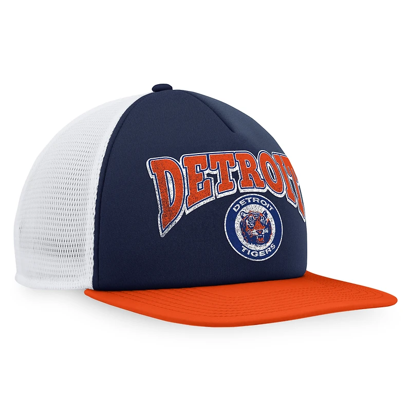 Men's Fanatics Navy/Orange Detroit Tigers Heritage Foam Front Trucker Snapback Hat
