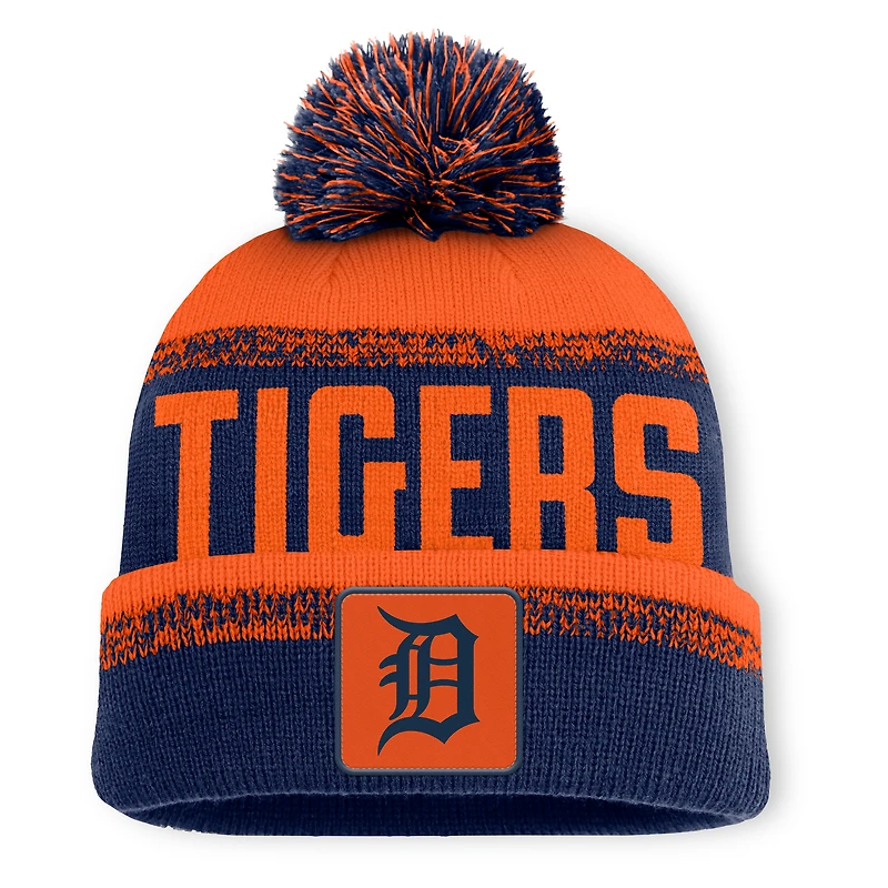 Men's Fanatics Navy/Orange Detroit Tigers No-Doubter Cuffed Knit Hat with Pom
