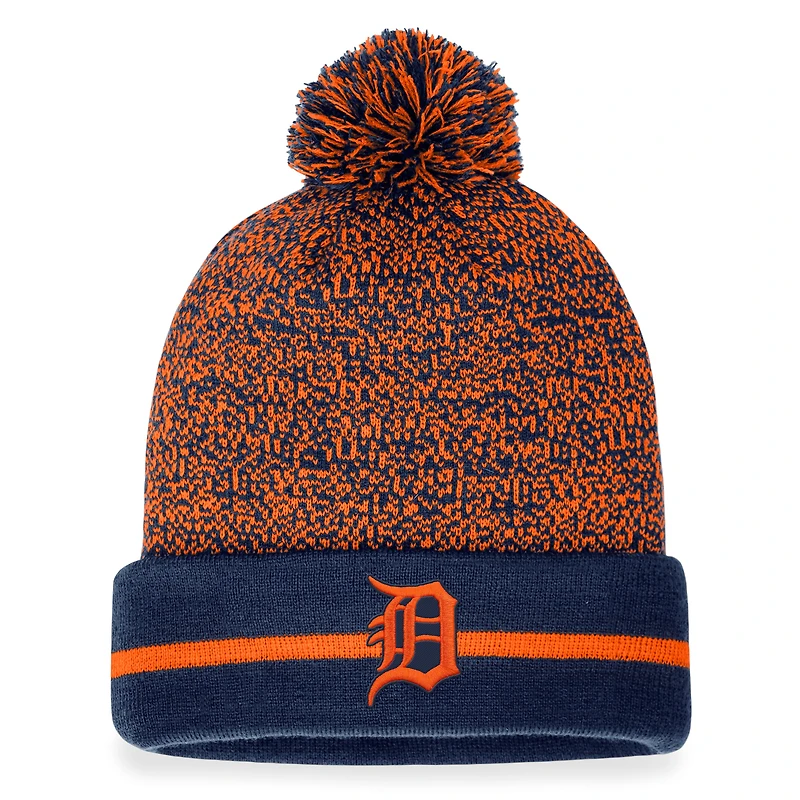 Men's Fanatics Navy/Orange Detroit Tigers Space-Dye Cuffed Knit Hat with Pom