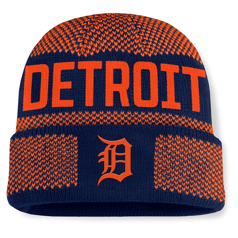 Bonnet en tricot à revers Fanatics bleu marine Detroit Tigers Rotation pour homme