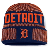 Bonnet en tricot à revers Fanatics bleu marine Detroit Tigers Rotation pour homme