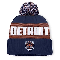 Men's Fanatics Navy Detroit Tigers Striate Cuffed Knit Hat with Pom