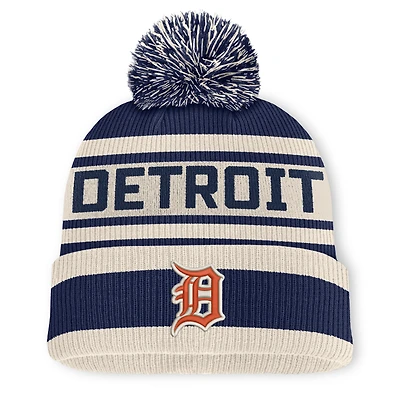 Bonnet à revers en maille avec pompon, bleu marine, motif Detroit Tigers, de la marque Fanatics.