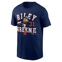 T-shirt Fanatics Riley Greene bleu marine pour homme, motif caricature de la ville natale des Detroit Tigers