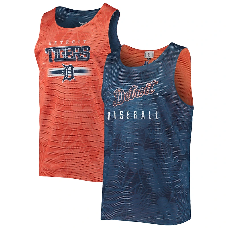 Débardeur réversible en maille à motif floral FOCO bleu marine Detroit Tigers pour homme