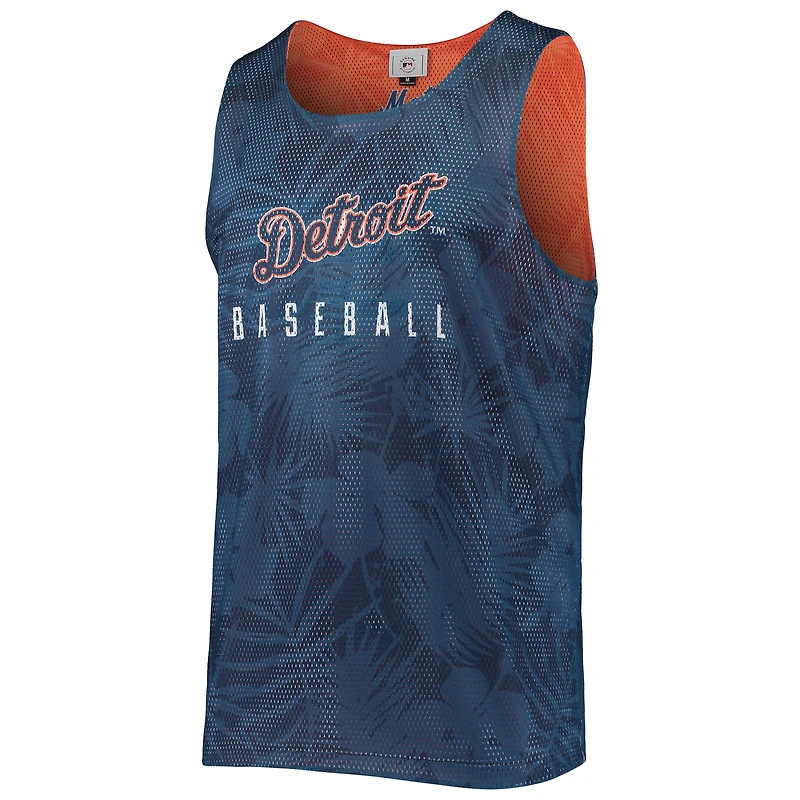 Débardeur réversible en maille à motif floral FOCO bleu marine Detroit Tigers pour homme