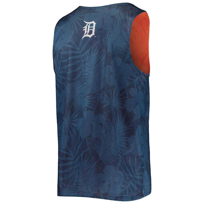 Débardeur réversible en maille à motif floral FOCO bleu marine Detroit Tigers pour homme