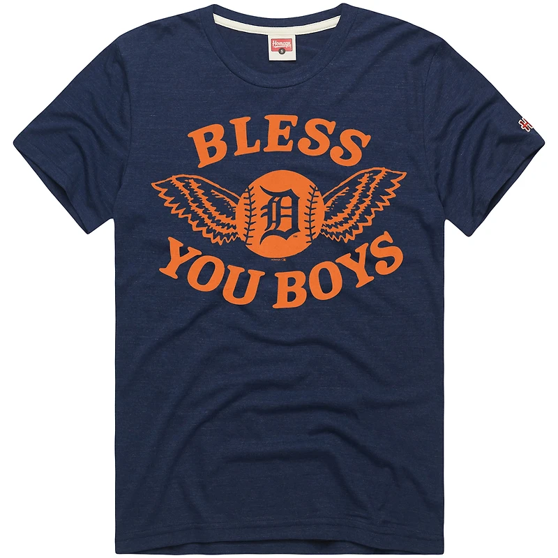 Men's Homage Navy Detroit Tigers Hyper Local Refresh Tri-Blend T-Shirt