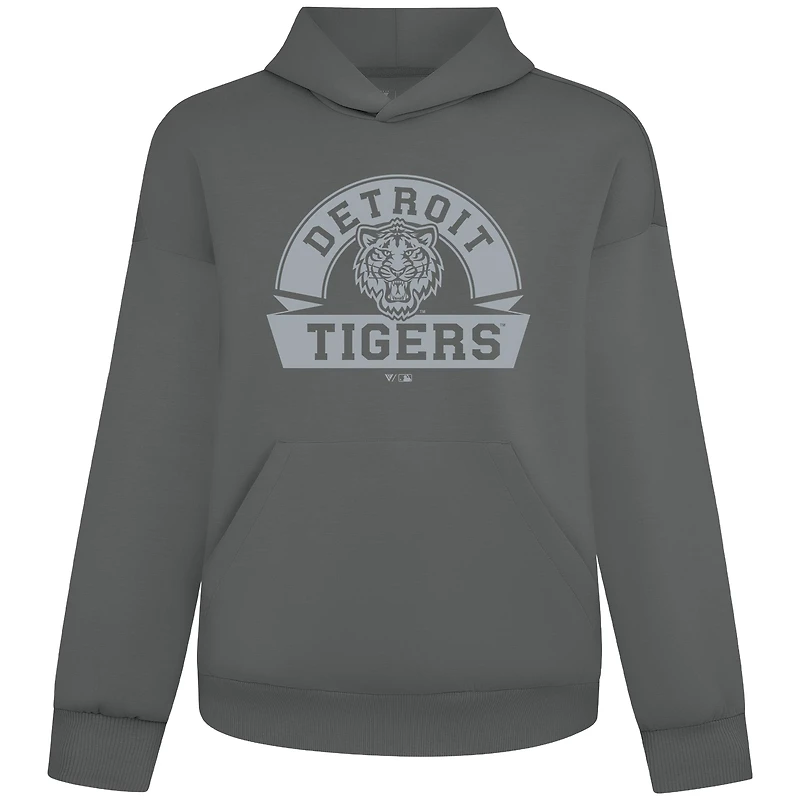 Men's Levelwear Gray Detroit Tigers Luxe Signature Banner Arch Pullover Hoodie