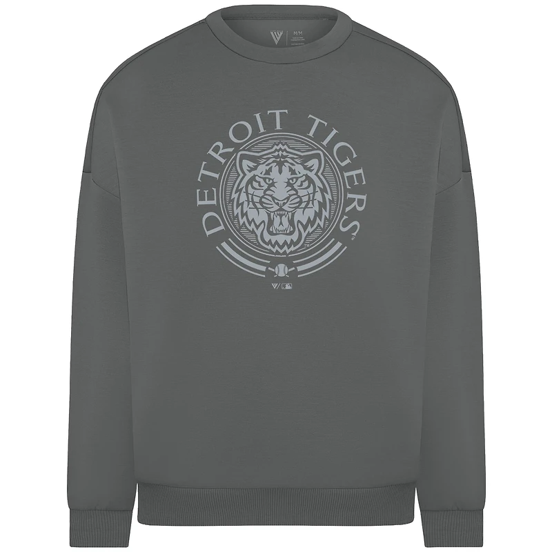 Men's Levelwear Gray Detroit Tigers Luxe Signature Grain Pullover Sweatshirt