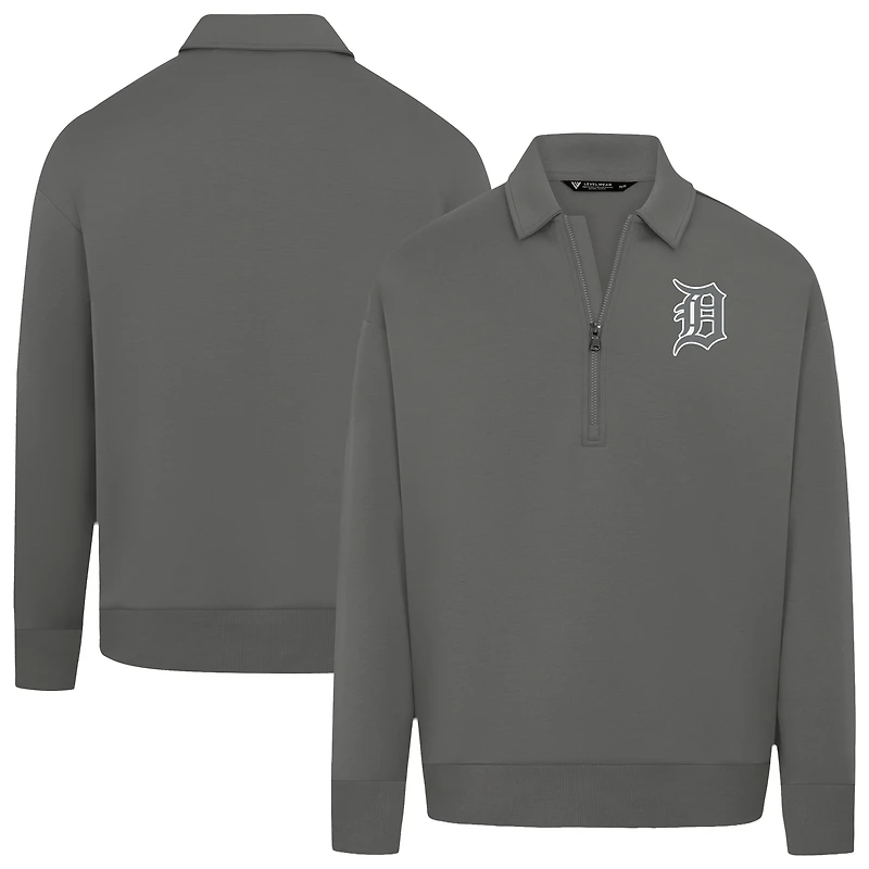 Men's Levelwear Gray Detroit Tigers Luxe Signature Quarter-Zip Pullover