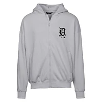 Sweat à capuche surdimensionné entièrement zippé motif camouflage numérique Uphill pour homme, gris, Detroit Tigers