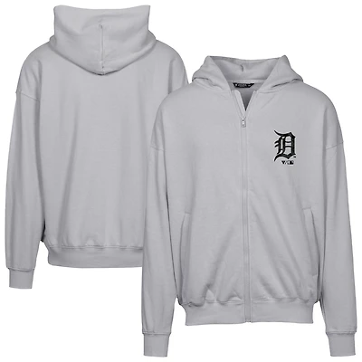 Men's Levelwear Gray Detroit Tigers Oversized Uphill Digital Camo Full-Zip Hoodie