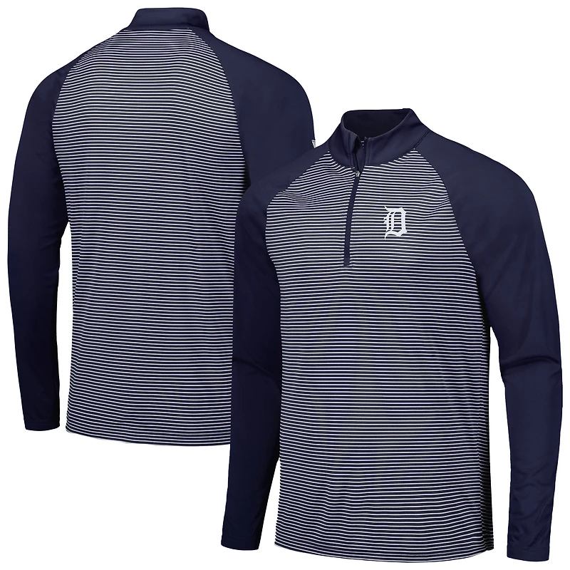 Haut à rayures raglan et quart de zip pour homme Detroit Tigers Charter bleu marine Levelwear
