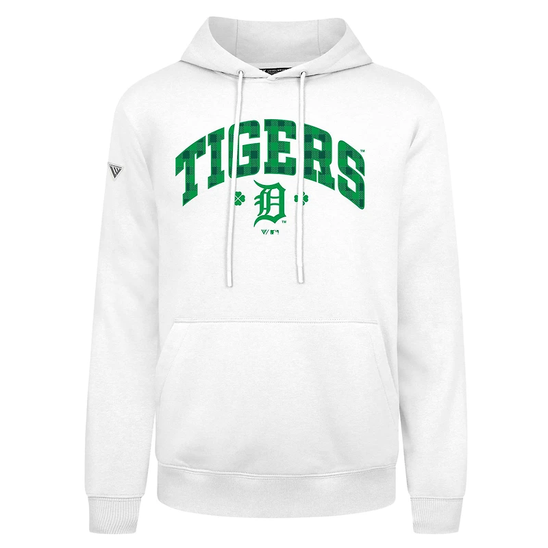 Sweat à capuche carreaux Podium de la Saint-Patrick pour homme, blanc, Detroit Tigers