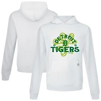 Men's Levelwear White Detroit Tigers St. Patrick's Day Relay Shamrock Pullover Hoodie
