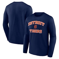 T-shirt à manches longues pour homme, logo athlétique bleu marine, Detroit Tigers Heart & Soul