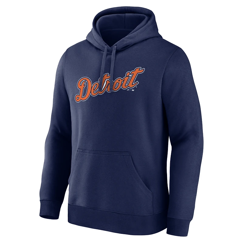 Men's Logo Athletic Navy Detroit Tigers Wordmark Hoodie