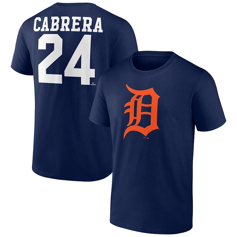 T-shirt bleu marine Miguel Cabrera pour homme, joueur emblématique des Detroit Tigers