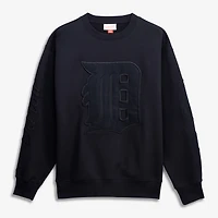 Men's Mitchell & Ness  Black Detroit Tigers Phantom Fleece Crewneck Sweatshirt