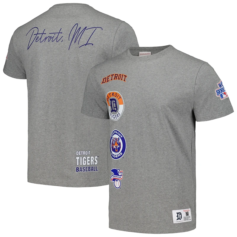 T-shirt Mitchell & Ness Heather Grey Detroit Tigers Cooperstown Collection City pour homme