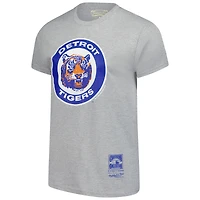 Men's Mitchell & Ness Heather Gray Detroit Tigers Cooperstown Collection Logo T-Shirt