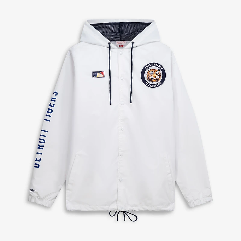 Men's Mitchell & Ness White Detroit Tigers Big Tall Full-Snap Hooded Jacket