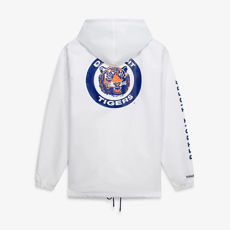 Veste à capuche Mitchell & Ness blanche Detroit Tigers pour homme, grandes tailles, boutons-pression.