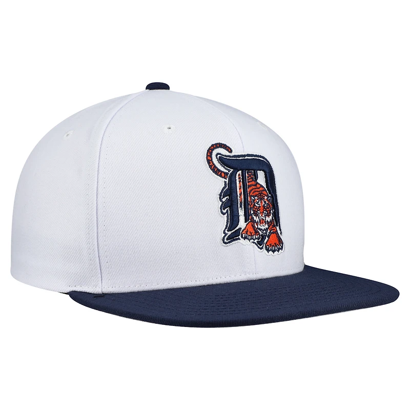 Casquette snapback basique Mitchell & Ness blanche Detroit Tigers Cooperstown Collection pour homme