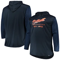 Men's Navy/Heathered Navy Detroit Tigers Big & Tall Wordmark Club Pullover Hoodie