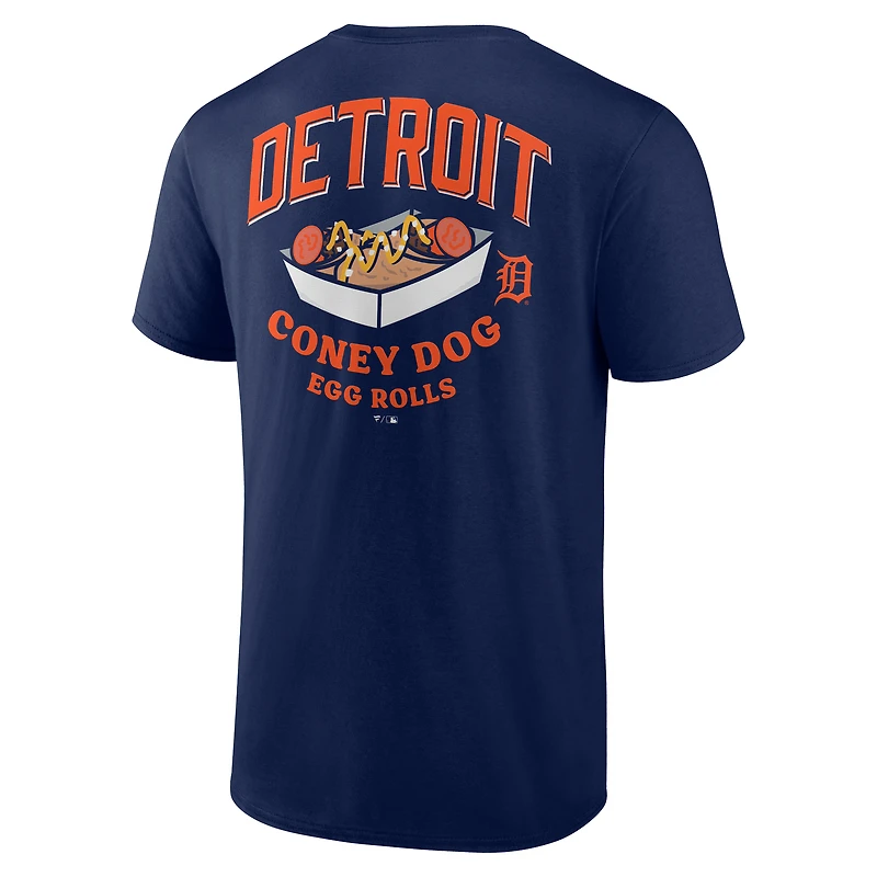 Men's  Navy Detroit Tigers Coney Dog Egg Rolls T-Shirt