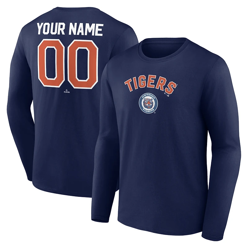 Men's Navy Detroit Tigers Cooperstown Collection Winning Streak Custom Long Sleeve T-Shirt