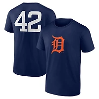 T-shirt bleu marine pour homme avec nom et numéro Jackie Robinson Day des Detroit Tigers