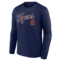 Men's  Navy Detroit Tigers Team Lockup Long Sleeve T-Shirt