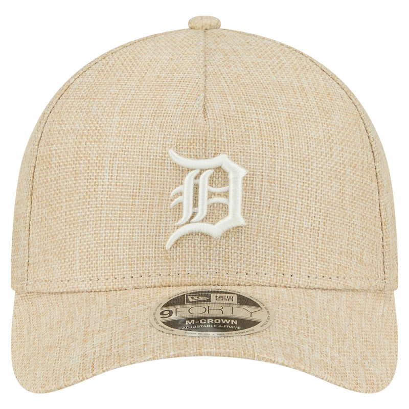 Men's New Era Beige Detroit Tigers Cotton Weave M-Crown A-Frame 9FORTY Adjustable Hat