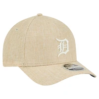 Men's New Era Beige Detroit Tigers Cotton Weave M-Crown A-Frame 9FORTY Adjustable Hat