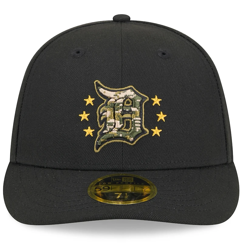 Casquette ajustée 59FIFTY à profil bas pour la Journée des Forces armées 2024 Detroit Tigers New Era noire hommes