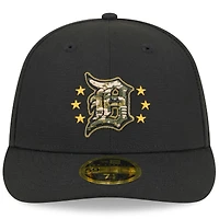 Casquette ajustée 59FIFTY à profil bas pour la Journée des Forces armées 2024 Detroit Tigers New Era noire hommes