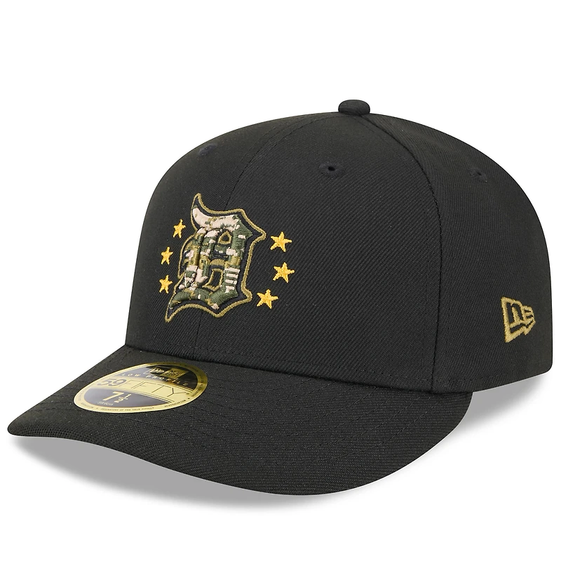 Casquette ajustée 59FIFTY à profil bas pour la Journée des Forces armées 2024 Detroit Tigers New Era noire hommes