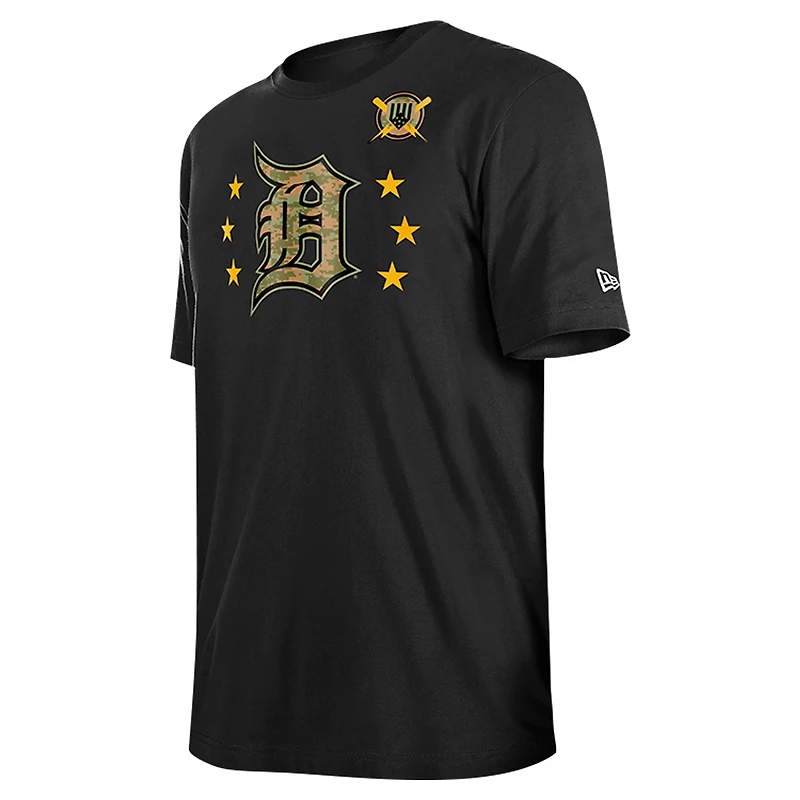 T-shirt noir New Era pour la Journée des Forces armées Detroit Tigers 2024 hommes