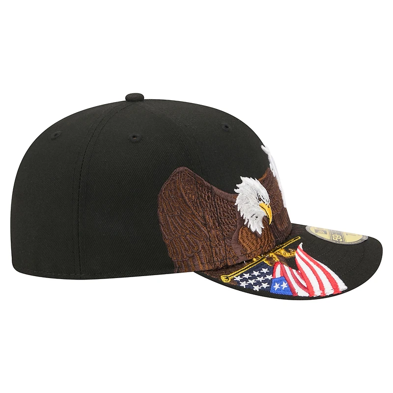 Casquette ajustée New Era 59FIFTY noire pour homme, modèle Detroit Tigers Americana avec aigle à tête blanche.