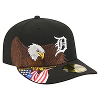 Men's New Era Black Detroit Tigers Americana Bald Eagle Pre-Curved 59FIFTY Fitted Hat