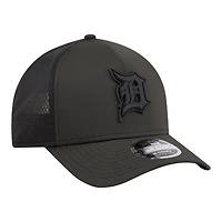 Casquette trucker ajustable New Era 9FORTY pour homme, noire, avec logo des Detroit Tigers et couronne M.