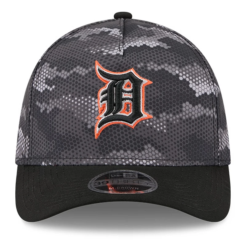 Casquette New Era 39THIRTY A-Frame Flex pour homme, noire, motif camouflage des Tigers de Detroit