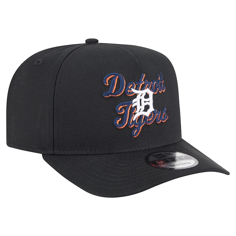 Casquette snapback 9FIFTY A-Frame noire à point de chaînette des Detroit Tigers de New Era pour homme