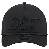 Men's New Era Black Detroit Tigers City Initial 9FORTY A-Frame M-Crown Adjustable Trucker Hat