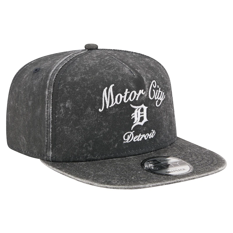 Men's New Era Black Detroit Tigers City Slogan A-Frame 9FIFTY Snapback Hat