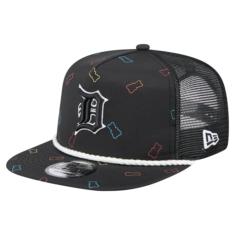 Casquette snapback noire New Era pour homme, motif gummy golfer des Detroit Tigers